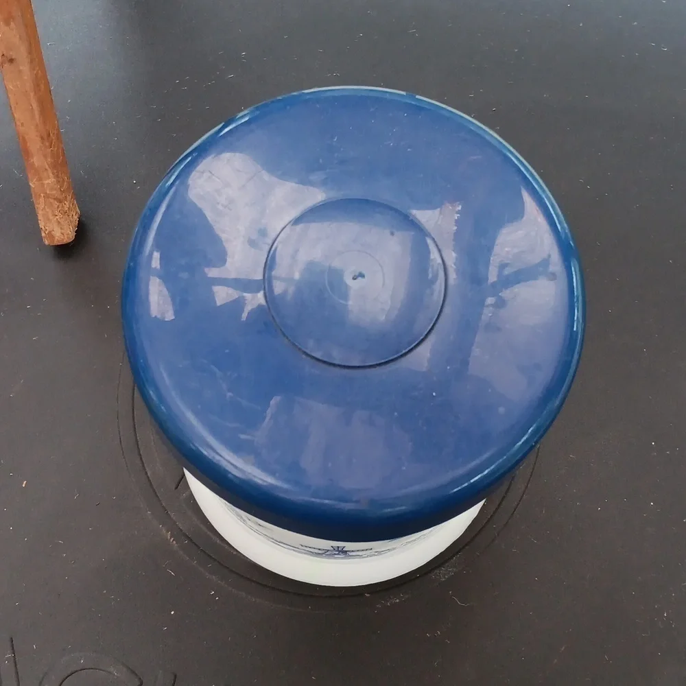 Vintage 1970s Holland Delft white blue milk glass opaline canister